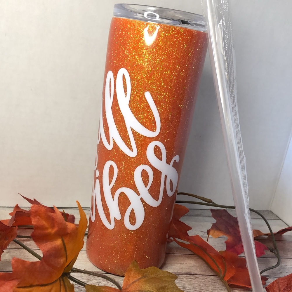 Fall Vibes Glitter Tumbler